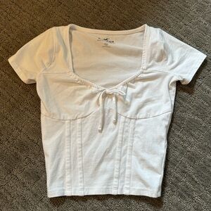 Like New Hollister Corset Front Tie Crop Baby Tee